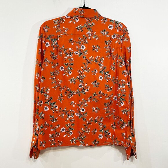 New Tory Burch Orange Floral Cotton Poplin Shirt sz 6 $228 - Picture 5 of 11